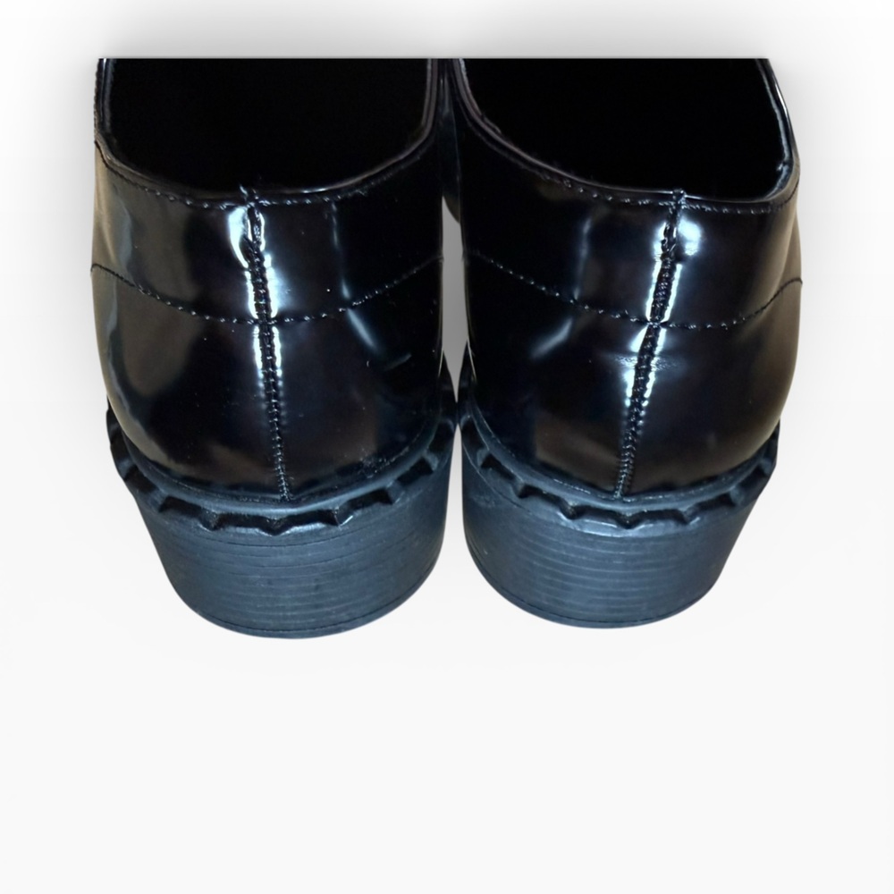 JLO Jennifer Lopez Black Patent Leather Oxford Shoes Chunky Sole, Size 7.5 M EUC - Picture 8 of 14